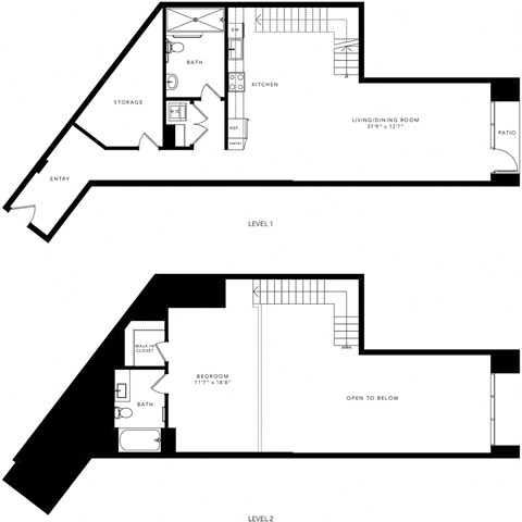 the floor plan of the upper and lower floors of a house